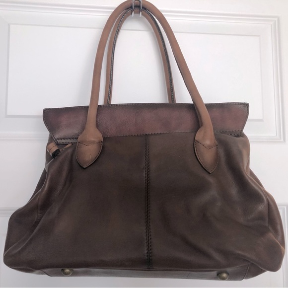 Large brown and burgundy leather Pikolinos handbag made in Spain - Picture 2 of 4